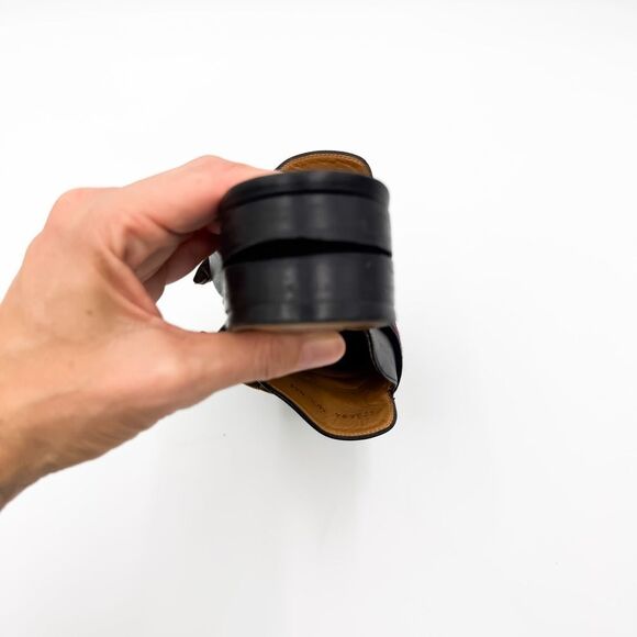 Gucci GG Web Stripe Peyton Mules Flat Slides Black Leather Loafers EU 38.5 US 8. - Picture 9 of 11